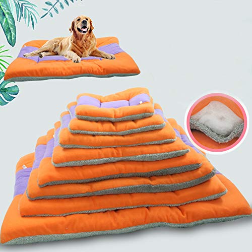 JEELINBORE Suave Cama para Mascotas Manta Lavable Reversible Fleece Peluche Cojín para Perro Gato (67 * 53cm, Naranja)