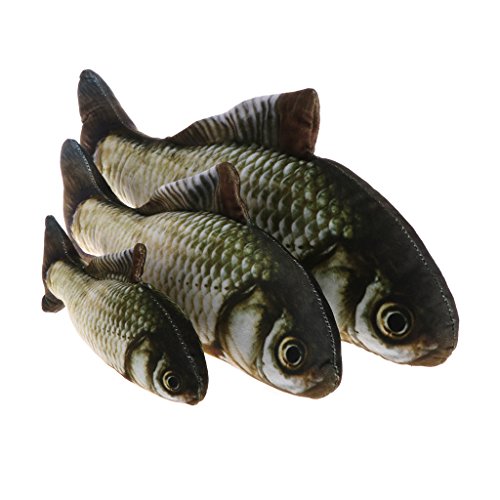 jiheousty 3D Soft Pet Supplies Cat Plush Fish Relleno de Menta Gatito Interactivo Juguete para Masticar