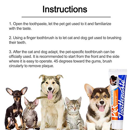 jinclonder Kits de Pasta de Dientes para Perros para Mascotas, Elimina la Suciedad y el Mal Aliento Pasta de Dientes para Perros Productos de Limpieza bucales Artículos para Mascotas
