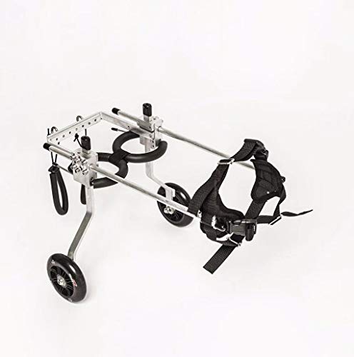 JPGOULUNYI Silla de Ruedas de Perro Ajustable de Aluminio Ligero de Acero Inoxidable Carrito Patas traseras para discapacitados Mascota Perro Gato Caminar (Tamaño : XS widening)