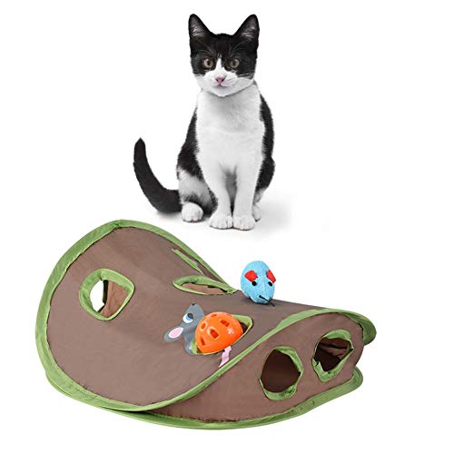 Juguete Interactivo del ratón del Gato Juguete Plegable de la Tienda del túnel del Gato de la Inteligencia con el Juguete del Juego del Animal doméstico del Juguete del Gato del túnel de 9 Agujeros
