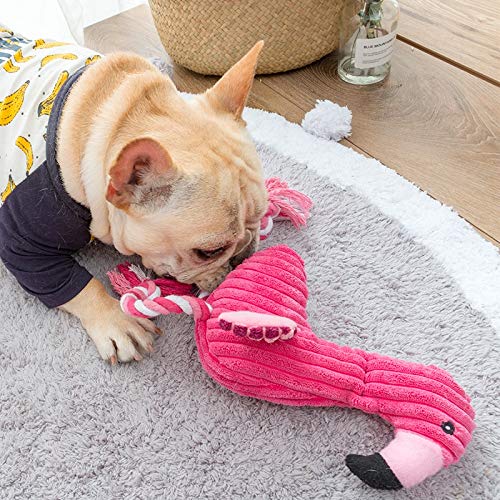 Juguete para perro YANGDIAN con diseño de flamenco de peluche para mascotas, juguetes para morder para perros pequeños, juguete interactivo con sonido chirriante