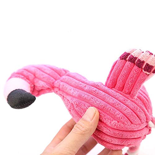 Juguete para perro YANGDIAN con diseño de flamenco de peluche para mascotas, juguetes para morder para perros pequeños, juguete interactivo con sonido chirriante