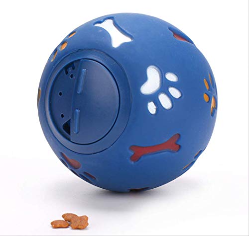 Juguete para Perros Pelota De Goma Dispensador De Masticación Fuga Alimento Bola De Juego Interactivo Mascota Dental Dentición Entrenamiento Juguete 7.5Cm 75Mm Azul