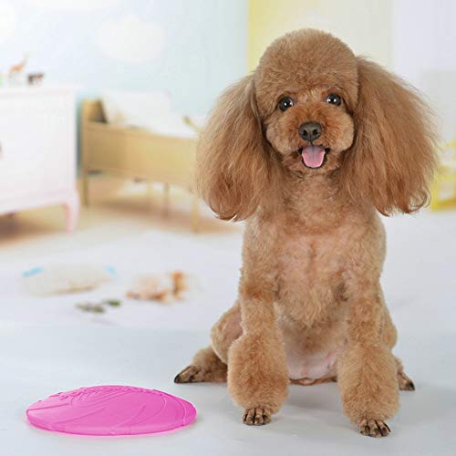 Juguetes para mascotas, suministros para adiestramiento de perros, juegos de silicona para exteriores Juegos de frisbee de plástico blando Juegos para atrapar picaduras impermeables (22 cm rosa)