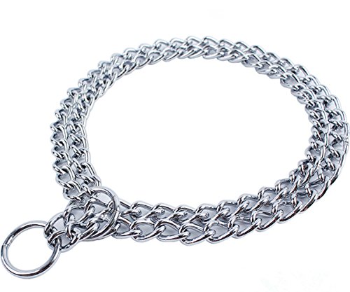 JWPC - Collar de Doble eslabón de Metal para Perros medianos y Grandes, para Paseo y adiestramiento,45cm