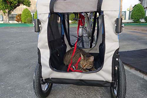 JXS 2-en-1 Perro Bicicleta Pet Trailer - Perrito Gatito Portador de la Bici - para Viajar al Aire Libre Correr ciclina,Rojo