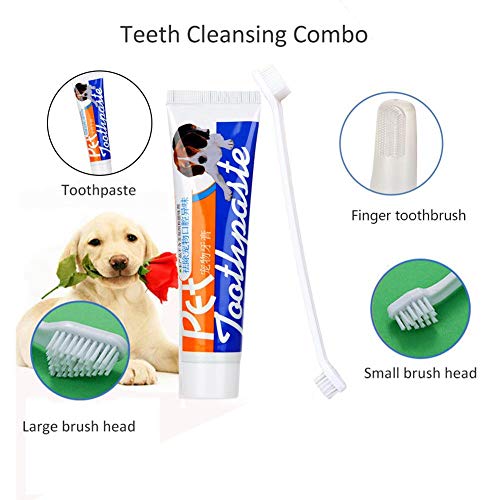 Kit de cuidado dental para perros Pasta de dientes para perros con juego de cepillos de dientes Suciedad y mal aliento Eliminación de los productos de limpieza bucal Mejora la higiene bucal Previene