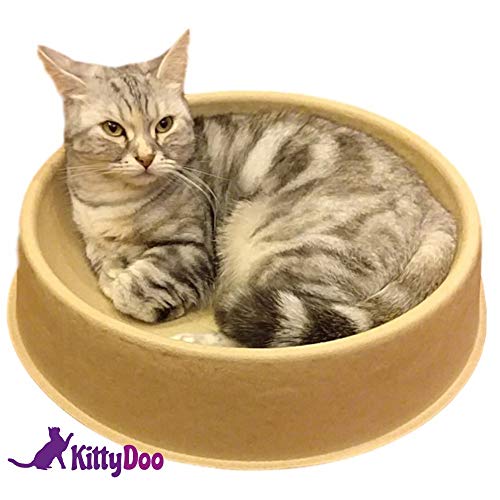 KittyDoo Comfycat Cama Gato, Redondas, Forma Gatos, Fácil de Limpiar y Cama para Gatos Resistente a Los Arañazos (1 Gato Cama)