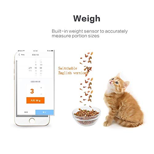 KJRJW Los alimentadores automáticos, visión Nocturna Inteligente máquina de alimentación Alimentadores un Peso de temporización Alimentos for Mascotas Happy Pets