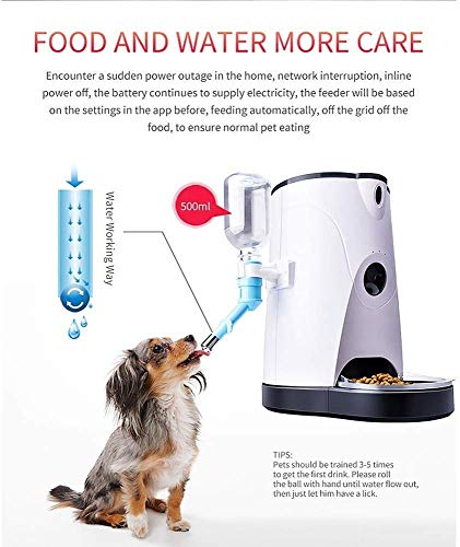 KJRJW Perro y Gato Alimentador automático del Animal doméstico y Waterer, Smart Auto alimentador a través de WiFi, cámara HD 1080P con App