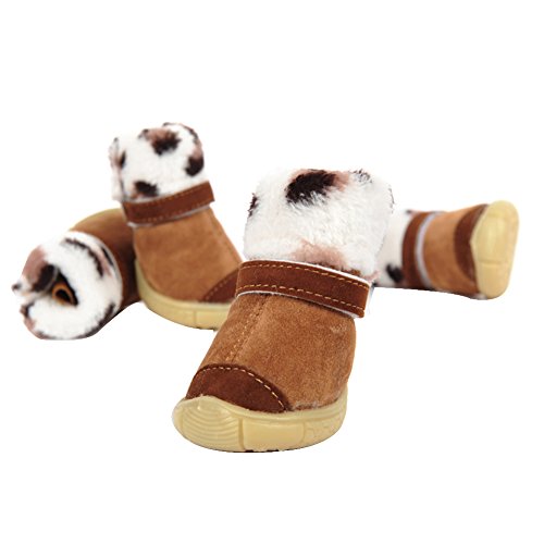 Kuuboo - Botas protectoras para perro, juego de 4 zapatos de goma antideslizantes impermeables para perros pequeños y medianos, para caminar con el brazo