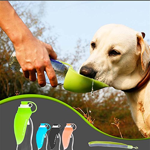 laamei Bebedero para Mascotas Portátil Botellas de Agua para Perros Gatos Dispensador de Agua Adecuado para al Aire Libre, Caminar, Viajar (Rosa) (Verde)