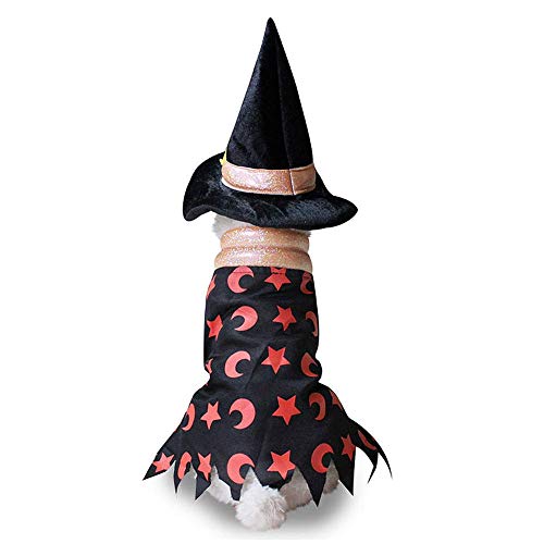 Lanlan Ting Halloween Bruja Capa Ropa Perro Gato Invierno, Mascota Cosplay Fiesta Divertido Disfraces Sudaderas Suéter Vestido para pequeños Animal Accesorios (L)
