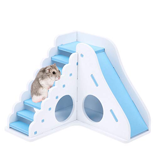 LANSKIRT Casa Hamster Escaleras de Juguetes para Hamsters Casa de Juegos de Entretenimiento de Juguete Movimiento de Escalera de Madera Casa Mascota