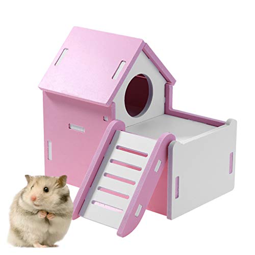 LANSKIRT Juguetes para Hamsters, Escalera de Juguete de Madera Color Hámster Pequeño Casa para Mascotas Casa Mascota para Entretenimiento Deportivo Juego de Pequeño para Mascotas
