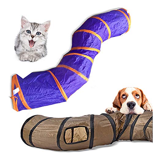 LCPG En Forma de S Curvatura Túnel para Mascotas Feromonas Gato Túnel en Gato Gatito Pasarela Jugar Juguete para Mascotas (Color : Purple)