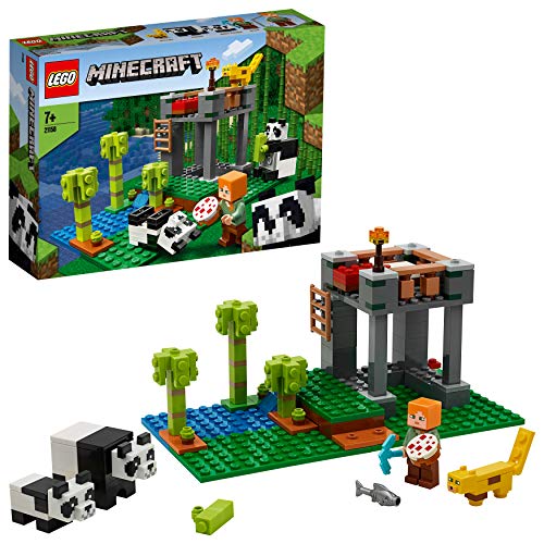LEGO Minecraft - El Criadero de Pandas, Set de Construcción Inspirado en el Videojuego, Juguete para Recrear las Aventuras de los Personajes, Incluye Minifigura de Alex, Set a Partir de 7 Años (21158)