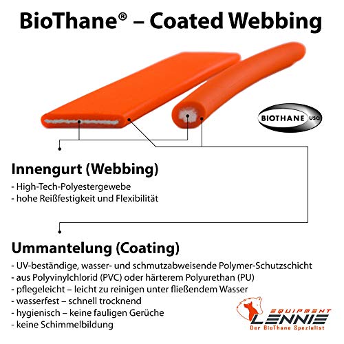 LENNIE BioThane Línea de Remolque (Seguimiento de Correa) 13mm en 25 Colores / 1-30 Metros [10m] / Cosido/sin Lazo de Mano