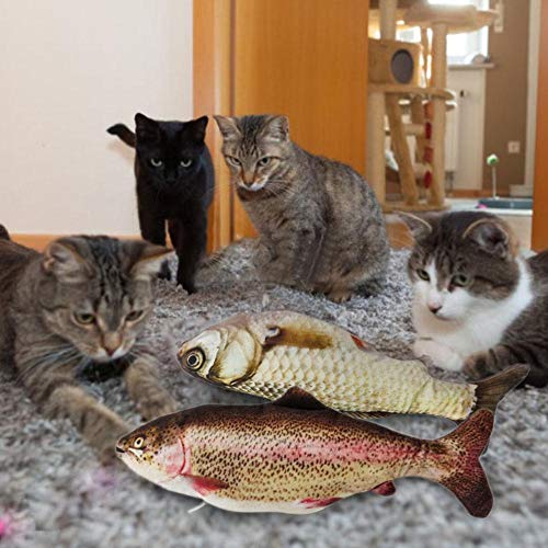 LiféUP Catnip Fish Toys para Gatos,   30 cm Realista   Peluche eléctrico meneando Divertidos Juguetes de Pescado   Chew Simulation Juguetes interactivos para Gatos de Interior Mascotas Kitten