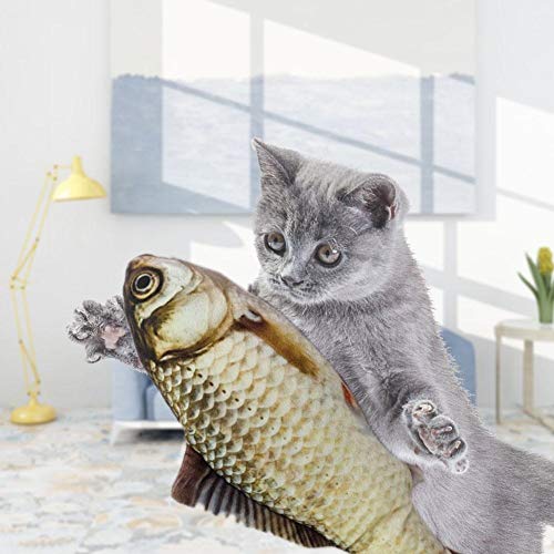 LiféUP Hierba Gatera Juguete, Juguete Interactivo de Gato eléctrico USB Wagging Fish, Catnip Cat Chew Toy, Juguetes Soft Cat Felpa Pescado Realista Simulado Gato