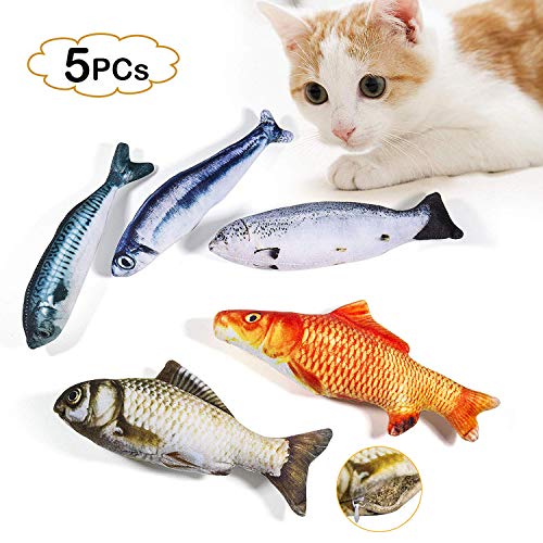 LIZHIGE Catnip Fish Toys, Juguetes Interactivos Soft Cat Felpa Pescado Realista Simulado Gato Juguetes de Menta Gatos Gatito