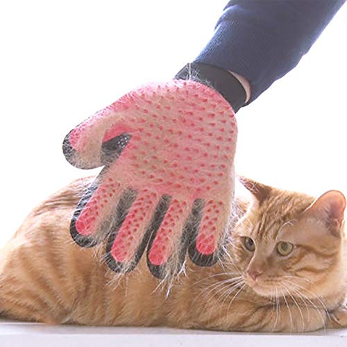 LONGHAI Guante de aseo para mascotas, Silicona quitapelos mascotas Diseño de cinco dedos cuidado guantes Flexible Retiro del Pelo gatos perros,B