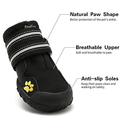 LUGEUK Botas Protectoras para Perros, Juego de 4 Calzados Impermeables para Perros medianos y Grandes - Negro (4#) (Size : 6#(2.56"x2.99"))