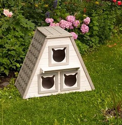 Madera de la perfecta para exterior Cat House W/3 Separado Dormir zonas. Esta Casa de madera gato es un impermeable Pet Shelter gato cama para el hogar y el jardín.