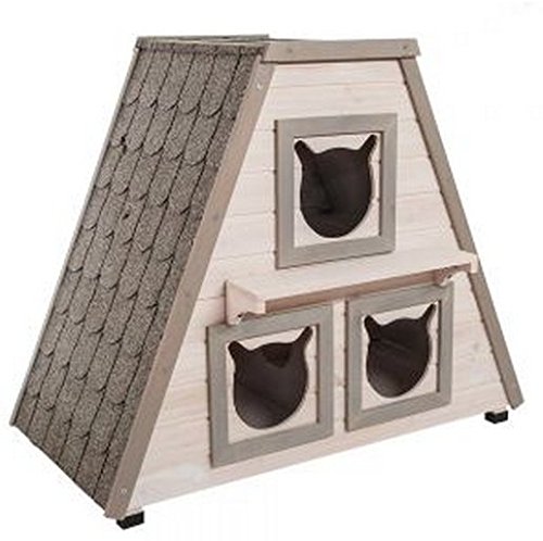 Madera de la perfecta para exterior Cat House W/3 Separado Dormir zonas. Esta Casa de madera gato es un impermeable Pet Shelter gato cama para el hogar y el jardín.