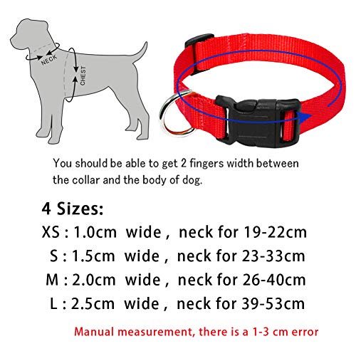 MAOBANG Collar Collar de Nylon para Perros Collar para Perros Ajustable para Mascotas pequeñas Medianas Gatos Rojo, Rojo, L