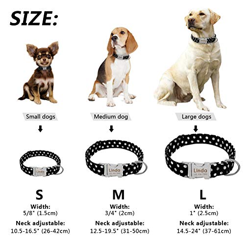 MAOBANG Collar Collar para Perros Dot Collares para Perros Collares para Mascotas de Nylon Pequeño Mediano Grande Pitbull para Mascotas Rojo Negro, Rojo, S