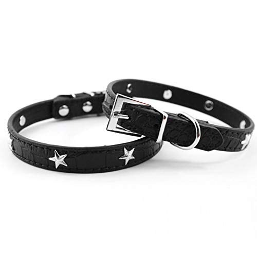 MAOBANG Collar Collares para Perros con pequeños Perros tachonados de Estrellas Cachorros, Negro, M