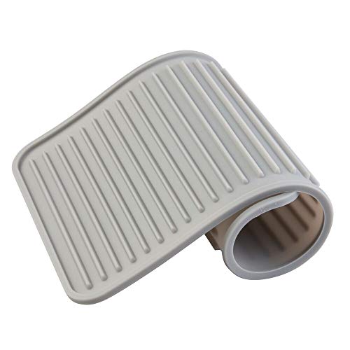 mDesign Alfombrilla de silicona para debajo del comedero – Mantel de silicona para comedero de mascotas – Práctico protector de suelo: 40,6 cm x 20,3 cm – Color gris