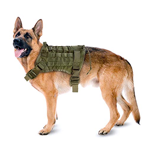 MMWW Imbracatura per cani tattica Militare Grande Gilet per cani da compagnia Gilet da lavoro per cani Gilet in Nylon per cani con cordino Elastico per K9 Pastore tedesco-YWL059GREEN_L