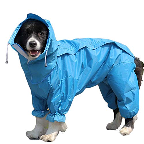 Morezi impermeable perro impermeable con capucha extraíble, chaqueta de nieve resistente al viento, cordón ajustable al aire libre, chaqueta impermeable con capucha y agujero para el cuello.