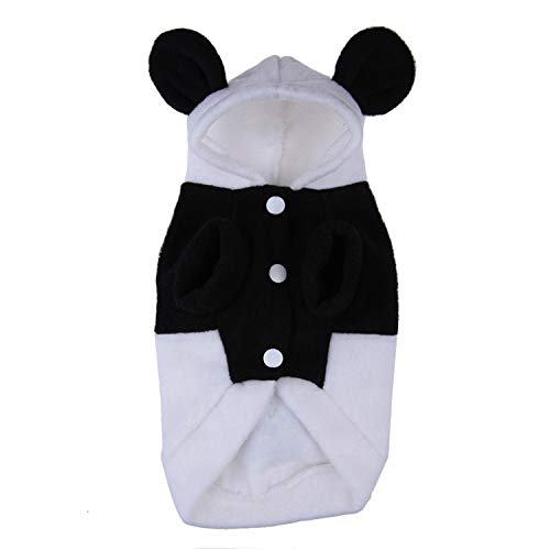 NA Otoño Invierno Fleece Hoodie Coat para Cachorros Perros Ropa Pullover Traje de Dibujos Animados Outwear Ropa para Mascotas pequeñas Negro M
