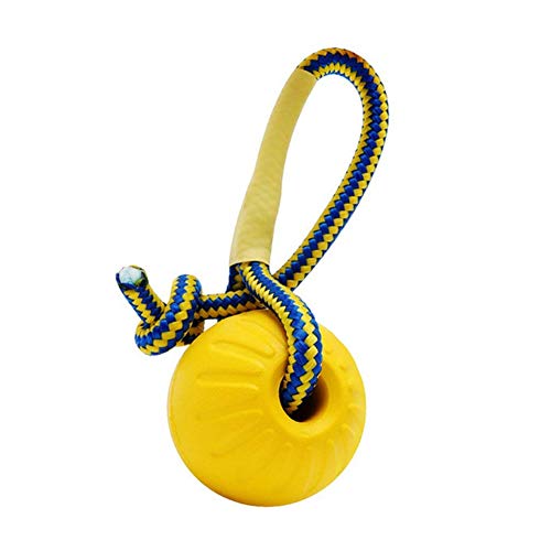 NaiCasy 1 PCS irrompibles Bolas de EVA sólida Cadena de Juguetes para Mascotas Adiestramiento de Perros Chew Bola de Jugar a la Pelota morder Juguetes Amarillos y Accesorios para Perros