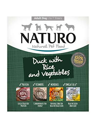 Naturo – Comida para Perros Adultos con Pato, arroz y Verduras – Paquete de 7 x 400 g – Total 2800 g