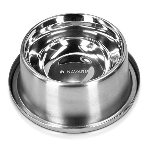 Navaris Comedero Enfriador de Acero Inoxidable - Cuenco Antideslizante para Perros y Gatos - Mantén el Agua o la Comida Frescos en Verano - 850ml