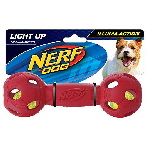 Nerf Perro Illuma acción LED: Bash Barbell 17,8 cm, 2-Pack (Rojo y Azul)