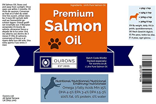 OURONS Aceite de salmón para Perros. presentación 1000 ML