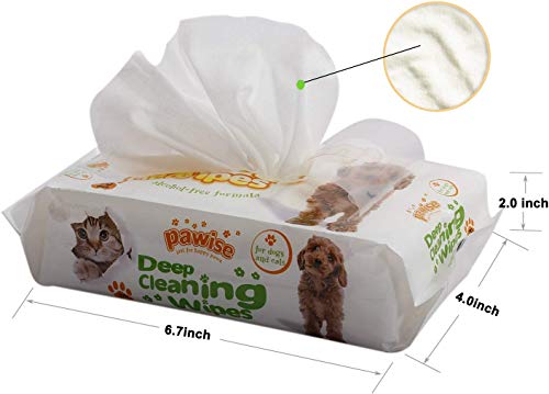 PAWISE - Toallitas limpiadoras hipoalergénicas y desodorizantes para perros y gatos (paquete de 2) Toallitas naturales para mascotas