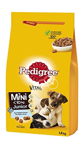 PEDIGREE Pienso para Perros Mini Junior de Pollo y arroz 1,4kg (Pack de 6)