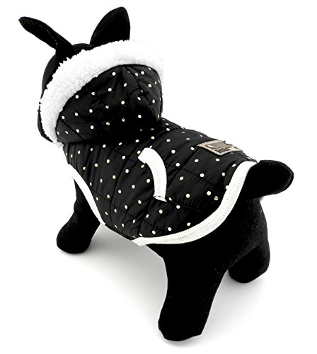 Pegasus Pet Ropa para Cachorro Perro Pequeño gato disfraz de perchero de pared de chaleco con forro polar de invierno con capucha para ropa negro