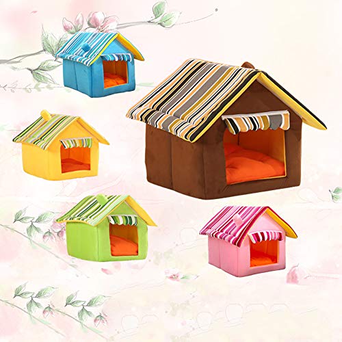 pengyu-¡ Lovely Dog Cat House - Cojín cálido de Invierno para caseta de Mascotas, Lavable, Desmontable, casa para Mascotas, Suministros para Mascotas - Café S