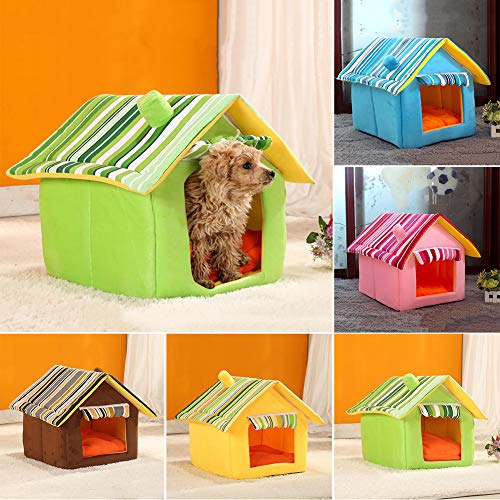 pengyu-¡ Lovely Dog Cat House - Cojín cálido de Invierno para caseta de Mascotas, Lavable, Desmontable, casa para Mascotas, Suministros para Mascotas - Café S