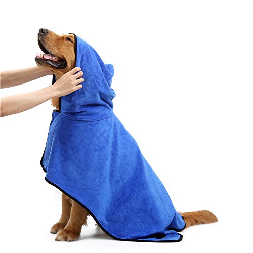 PengyuSuper - Albornoz absorbente de agua de secado rápido para cachorros y perros, toalla de baño para mascotas, albornoz para perro, accesorios públicos para mascotas, color marrón XL