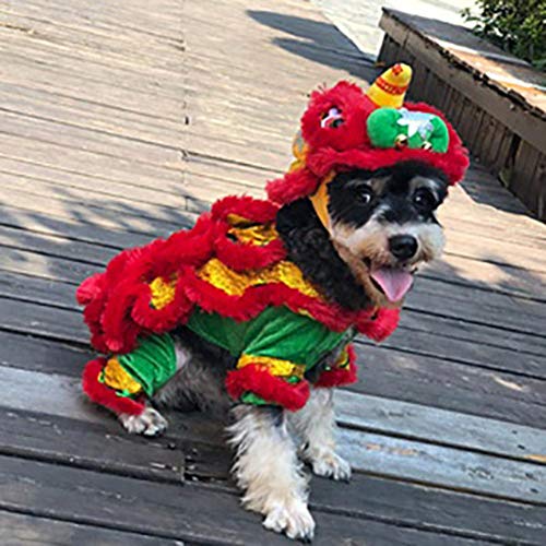 Pet Cat Dog Sweater, Lion Dance Costume, Dog Hoodie Jumpsuit Ropa para Mascotas Warm Cute Coat Jacket, Fleece Pet Coat for Puppy Small Medium Large Dog