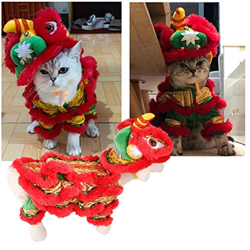 Pet Cat Dog Sweater, Lion Dance Costume, Dog Hoodie Jumpsuit Ropa para Mascotas Warm Cute Coat Jacket, Fleece Pet Coat for Puppy Small Medium Large Dog